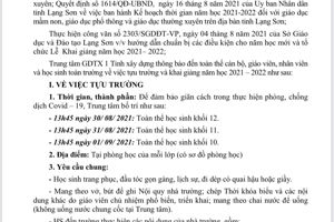 TRUNG TÂM GDTX 1 TỈNH THÔNG BÁO TỰU TRƯỜNG VÀ KHAI GIẢNG NĂM HỌC 2021-2022